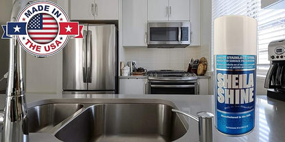 Sheila Shine 12 x 10 Oz. Low Voc Stainless Steel Cleaner and Polish Aerosol Spray, Protects Household Kitchen Surfaces, Removes Residue, Fingerprint, Polish & Leaves a Streak Free Shine for Appliances