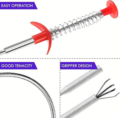 Drain Snake, Drain Clog Remover - Gutter Cleaning Tools Drain Cleaner for Toilet Sewer Shower Kitchen Bathroom Tub Clogged Drains Opener Cleaning Tool, Flexible Grabber Claw Pick Up Reacher (79 inch)