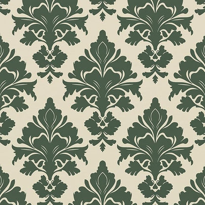Vintage Green Floral Symmetrical Wallpaper Peel and Stick 17.5" x 118" Boho Leaf Pattern Self Adhesive Cantact Paper, Waterproof Removable Vinyl Wall Covering for Bedroom Living Room Cabinet