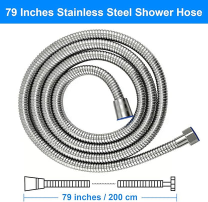 79-Inch Stainless Steel Shower Hose, FSDIYU Extra Long Flexible Anti-Kink Handheld Shower Head Hose with Universal G1/2 Insert for Pet Bathing, RV Cleaning, Bidet Hoses Extension Replacement