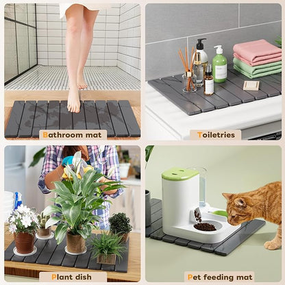 Dayacoco Stone Drying Mat for Kitchen Counter, Large Quick Dry Stone Mat, Collapsible Diatomaceous Earth Mats for Dishes Bottles Cups, Fits Any Countertop,23"×15.3",Gray gold