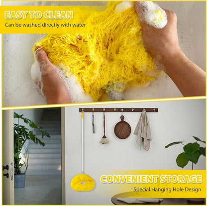 Ceiling Fan Cleaner Duster High Ceiling Extended Fan Blade Cleaner from 13 to 50 Inch Reusable Microfiber Ceiling Fan Duster with Extension Handle for Furniture Bookshelves Wall Door (Yellow)