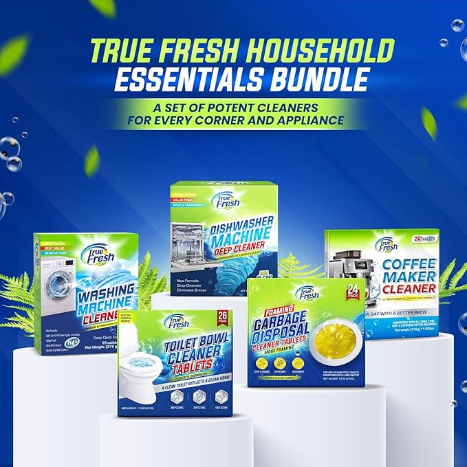 72 Tablets Combo Pack – 48 Dishwasher & Washing Machine Cleaner Tablets + 24 Garbage Disposal Cleaner & Deodorizer Tablets- Removes Limescale, Buildups and mineral deposits