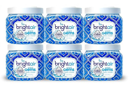 Bright Air Scent Gems, For Small to Medium-Size Spaces, Cool & Clean Scent, 12 oz. Each, Case of 6, Odor Eliminator & Air Freshener, Natural Essential Oils, Lasts Up to 45 Days Each