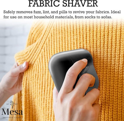 Inspired Living Fabric Care Kit – 3-Piece Garment Care Set with Handheld Steamer, Lint Roller & Fabric Shaver/Defuzzer – Portable Wrinkle Remover & Clothing Refresh Kit – Black