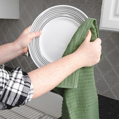 Ritz Royale Collection 100% Combed Terry Cotton, Highly Absorbent, Oversized Kitchen Towel Set, 28" x 18", 2-Pack, Solid, Juniper