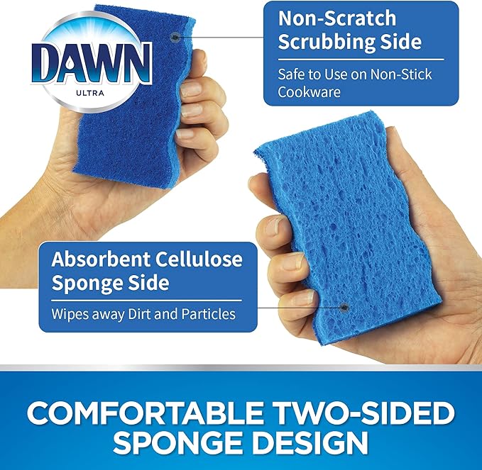 Dawn Non-Scratch Kitchen Dish Sponges, Blue (Pack of 3)