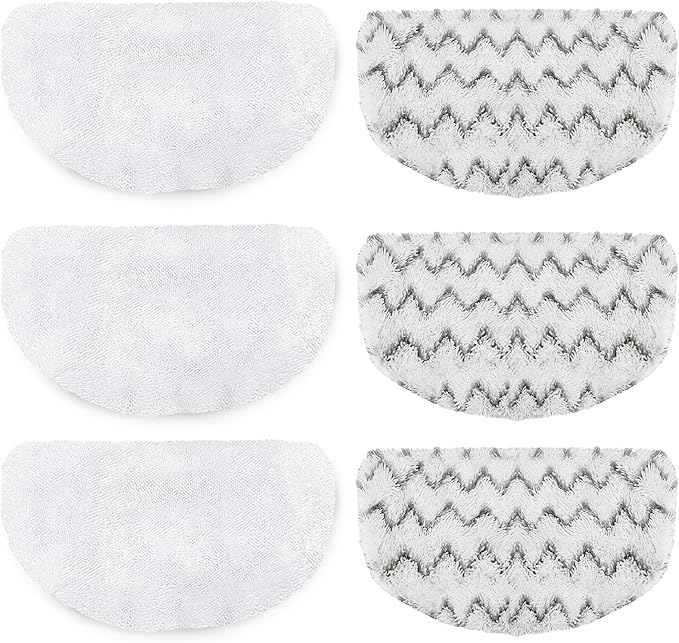 6 Pack Steam Mop Replacement Pads for Bissell Powerfresh Steam Mop 1940 1440 1544 1806 2075 Series, Model 19402 19404 19408 19409 1940a 1940f 1940q 1940t 1940w B0006 B0017, Reusable Cleaning Pad 3+3