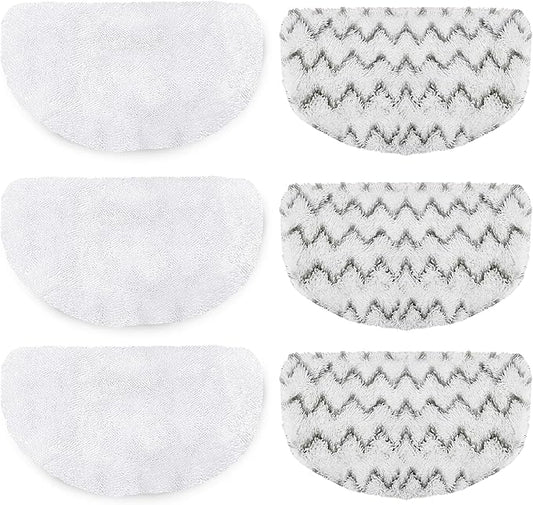 6 Pack Steam Mop Replacement Pads for Bissell Powerfresh Steam Mop 1940 1440 1544 1806 2075 Series, Model 19402 19404 19408 19409 1940a 1940f 1940q 1940t 1940w B0006 B0017, Reusable Cleaning Pad 3+3