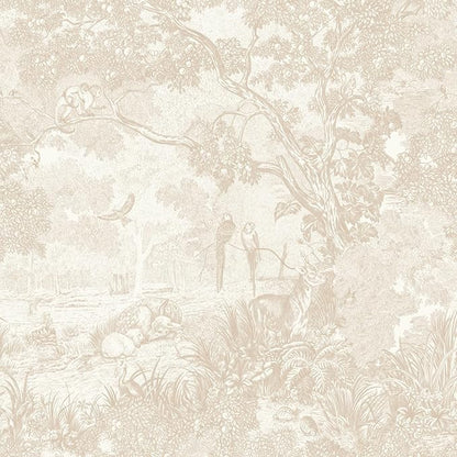 Ismoon Vintage Wallpaper Peel and Stick Beige Neutral Wallpaper 17.3in x16.4ft Forest Animals Contact Paper for Bedroom Thicken Waterproof Self-Adhesive Wall Paper Removable Renter Friendly Vinyl