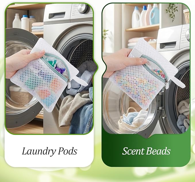 Tyqour 4pcs Small Mesh Laundry Bags, Anti-Sticking Laundry Pod Bags, Durable Polyester Storage Bags for Scented Beads, Travel Laundry Organizer, Protect Delicate Garments