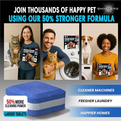 Washing Machine Cleaner New Ultra Pro Tablets 50% Stronger Formula for Pet - 56 Pack, HE Front & Top Load, Washer Deep Cleaning, Remove Tough Pet Hair, Odors, Residue & Grime, No Dander Build-up