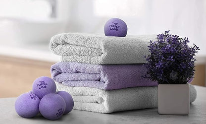 The Purple Lamb Scented Wool Dryer Balls Laundry – Lavender Infused - Antistatic Dryer Ball - XL 4 Pack - 100% Organic Fabric Softener - Shorten Drying time - Handmade in Nepal (4 Pack)