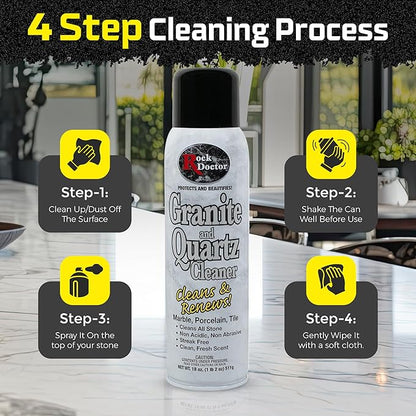 Rock Doctor Granite Cleaner, Cleans& Renews Surfaces, Granite/Marble Countertop Cleaner, Cleaning Spray for Vanity, Table Top, Kitchen Counters, Stone Surfaces 18 Fl Oz Pack of 2
