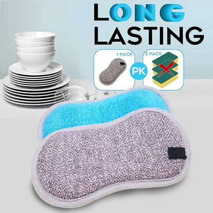 Dual Sided All-Purpose Sponges Kitchen,Dish Sponge for Washing Dishes Cleaning Kitchen,Non Scratch,Rough Scrubbers for Non-Stick Cookware, Soft Microfiber Scrub for Dishes(Bule,6Pack)