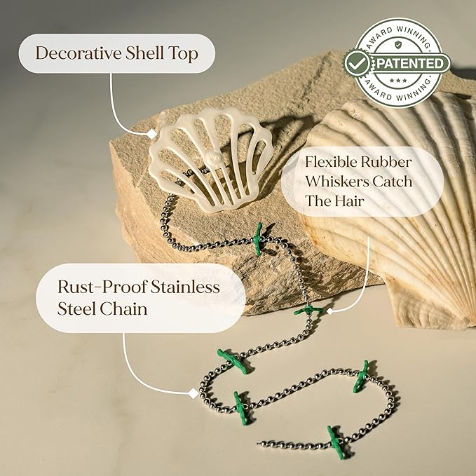 DrainWig Shower Drain Hair Catcher – Disposable Bathroom Hair Trap, Easy to Install in Shower Drain Cover, Helps Prevent Clogs – As Seen on Shark Tank - Bathroom Accessories - Shell (2-Pack)