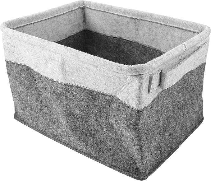 Garneck Foldable Felt Laundry Basket Woven Hamper for Bedroom Dorm Storage, Multi-Color Collapsible Clothes Organizer with Handles for Home Laundry Sorting