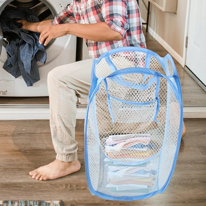 VICASKY Foldable Laundry Basket with Wire Frame Lightweight Mesh Hamper for Clothes and Storage College Dorm Organizer Random Color Random Color