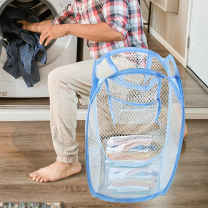 VICASKY Foldable Laundry Basket with Wire Frame Lightweight Mesh Hamper for Clothes and Storage College Dorm Organizer Random Color Random Color