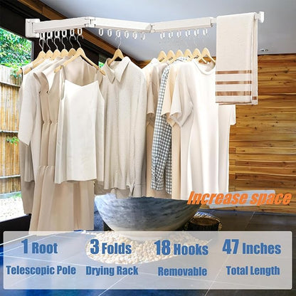 Clothes Drying Racks for Laundry,Wall Mounted Drying Rack Clothing,Foldable Drying Rack,Collapsible Dryer Rack,Clothes Hanger,Laundry Room Hanging Rack,Folding Indoor White