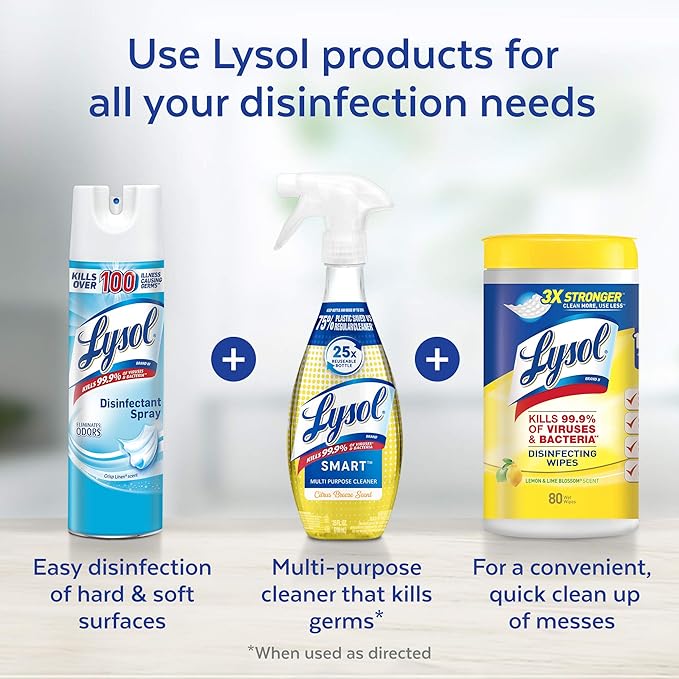 Lysol Smart Refill Cartridges Multipurpose Cleaner, Citrus Breeze, For Disinfecting & Cleaning, 4ct., Packaging May Vary