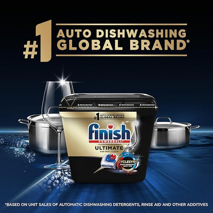 Finish Ultimate Dishwasher Pods, No Pre-Rinse Dishwasher Detergent Soap Removes Burnt-On Stain, with CycleSync Technology, Degreasing & Scrubbing Power, 76 Count