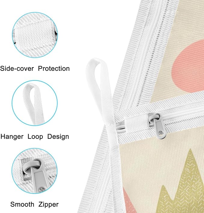 Mesh Laundry Bags Lingerie Bags for Washing Delicates 2 PCS Durable Wash Bag with Zipper Small and Medium Washable Boho Cacti Mountains Sun