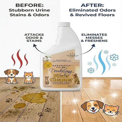 Pet Floor Cleaner – Enzyme Powered Odor Eliminator. Floor Cleaner for Mopping – Removes Urine & Stains – Deep Cleaner for Floors & Grout – Commercial-Grade Concentrate