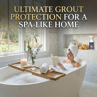 Grout Sealer,17.6 OZ Waterproof Grout Sealer for Shower, Floor, Kitchen - 100% Safe Tile Sealer Spray - Long Lasting Clear Grout Sealant for Stone, Bathroom, Marble - Indoor & Outdoor