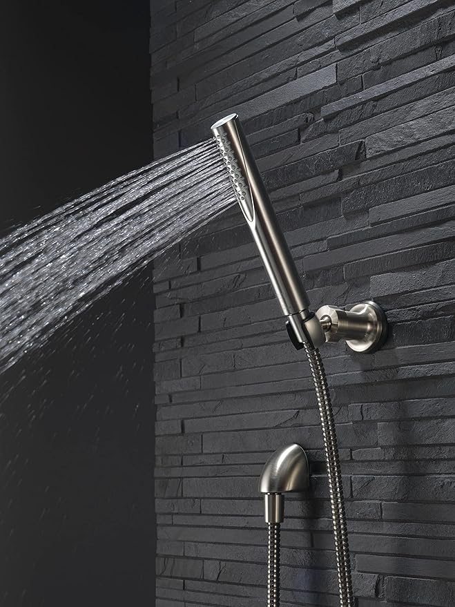 Delta Faucet Trinsic Single Spray Wall-Mount Hand Shower, Hand Held Shower with Hose, Chrome Handheld Shower Head, Slide Bar Hand Shower, Handheld Shower, Chrome 55085