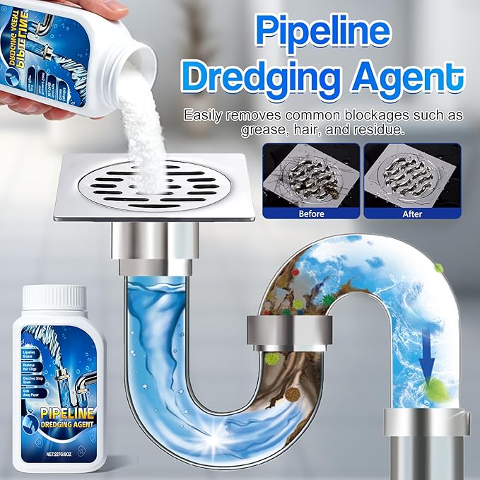 Strong Drain Cleaner for Kitchen, 2026 New Pipeline Dredging Agent, Fast Powerful Unclog Sink Drain Cleaner, Powerful Grease Dissolver for Bathroom, Pipe Cleaning Solution for Homeowner (1pcs)
