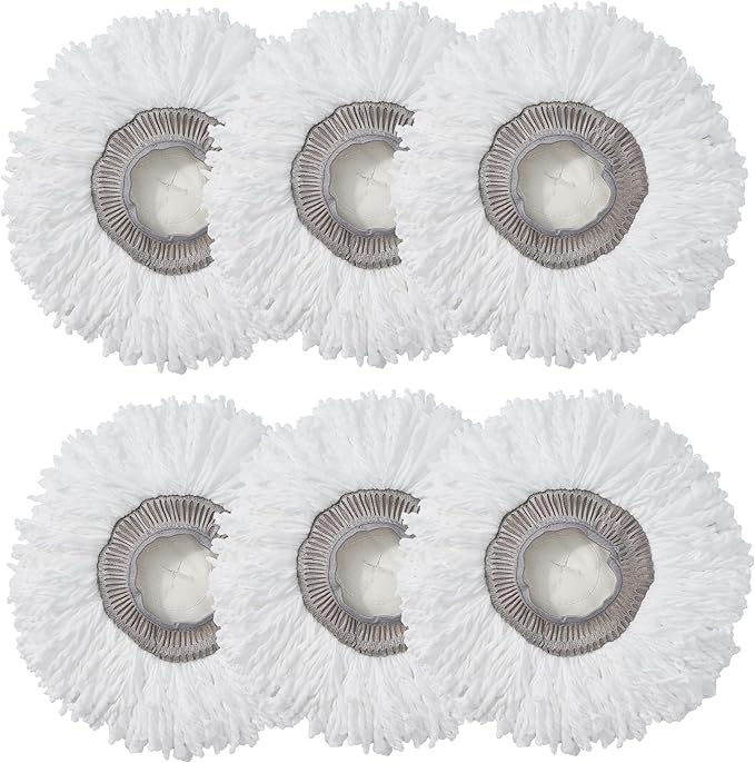 True & Tidy MP-365 Round Mop Pad Replacement Set for SPRAY-360 Clean Everywhere Spray Mop Kit, Machine Washable up to 100x (6)