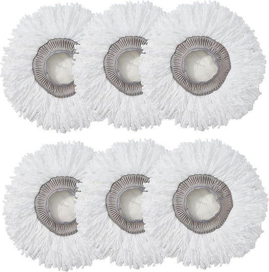 True & Tidy MP-365 Round Mop Pad Replacement Set for SPRAY-360 Clean Everywhere Spray Mop Kit, Machine Washable up to 100x (6)