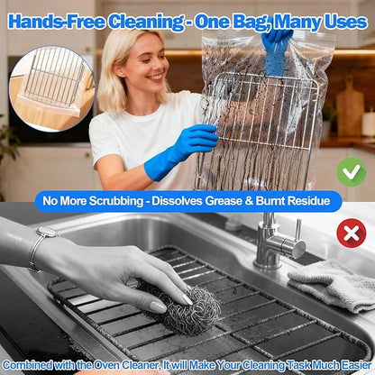 Palksky Oven Rack Cleaning Bags, Heavy Duty No Scrub Oven Rack Cleaning Bags, Reusable Leak-Resistant PE Bags for Deep Soaking Grill Grates, BBQ Racks, No Cleaner Included, 3 Pack(15.7''*23.7'')