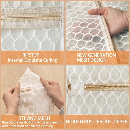 2 Pack Laundry Bag, Durable Big Honeycomb Mesh Laundry Bags Suitable for Delicate Clothes Washing 24 x 24 Inches (2 XX-Large)