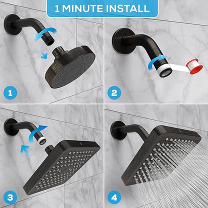 SparkPod Shower Head - High Pressure Rain - Premium Quality Luxury Design - Easy Clean Adjustable Replacement for Your Bathroom Shower Heads (Vintage Oil Rubbed Bronze, 6 Inch Square)