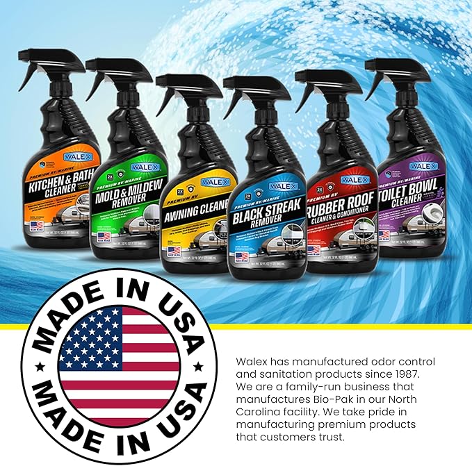 Walex Premium RV/Marine Kitchen & Bath Cleaner - Cleans Counters, Sinks, and Surfaces, Naturally Derived Formula, Refreshing Citrus Fragrance, Ideal for RV, Boat, & Camper Use, Septic Safe, 32 oz