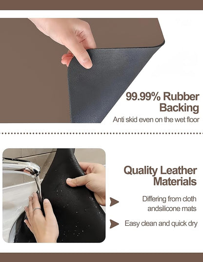 Dish Drying Mat for Kitchen Counter, 12"x19" Dish Drying Pad with Non-slip Rubber Backed, Hide Stain Anti Absorbent for Kitchen Counter, Drying Mat for Coffee Machine Dish Rack (Brown)