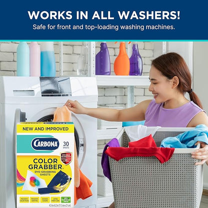 Carbona Color Grabber™ | Protects Laundry from Color Runs or Bleeds | Mix Whites & Colors | in-Wash Dye Grabbing Sheets | 30 Count Per Box, 3 Pack