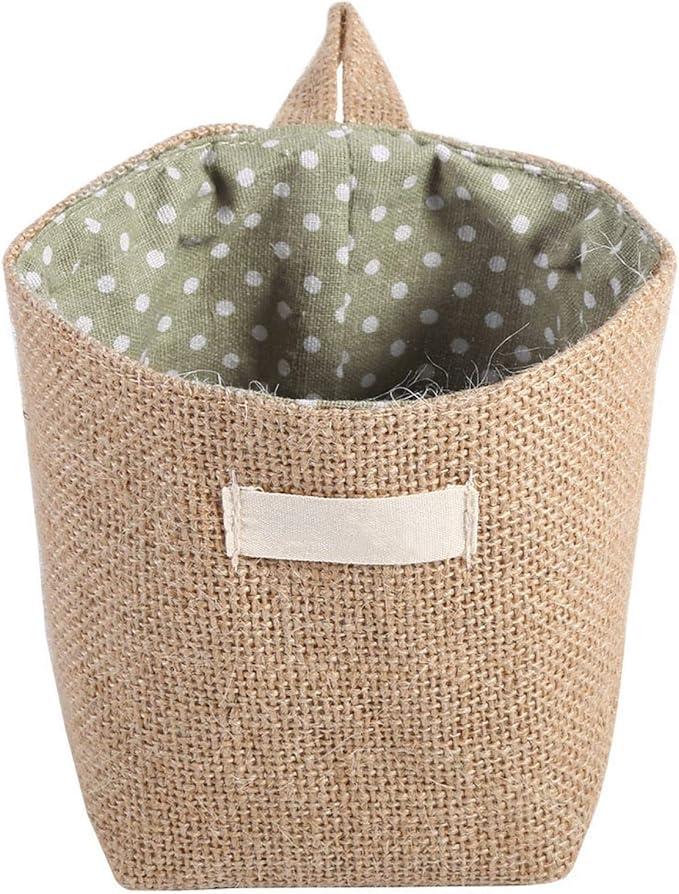 Small Hanging Basket Cotton Linen Laundry Hamper Bag, Cotton Linen Hamper Hanging Clothes Bag for Home Gadget Storage Organizer Foldable Basket Bin(Blue Stripe)