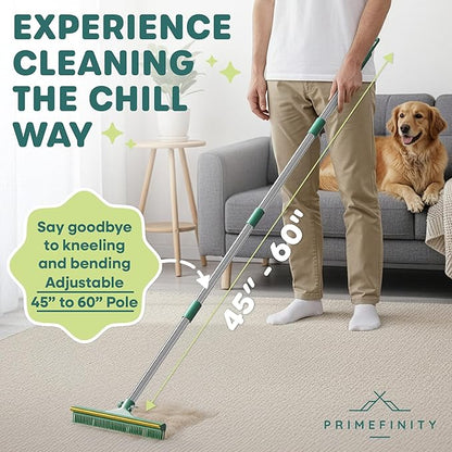 Carpet Rake for Pet Hair Removal, 60” Long Handle – Heavy-Duty Pet Hair Remover for Carpets, Rugs & Mats Cat Dog Fur Rakes Scraper Carpet Broom for Carpets with Copper Teeths