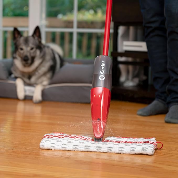 O-Cedar ProMist MAX Spray Mop, PMM with 3 Extra Refills, Red