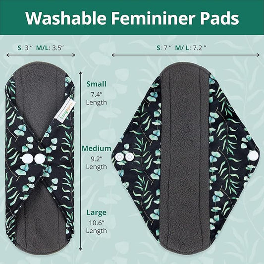 Langsprit Absorbent Reusable Menstrual Sanitary Pads/Washable Cloth Menstrual Period Pads,Reusable Panty Liners(Winter,M)
