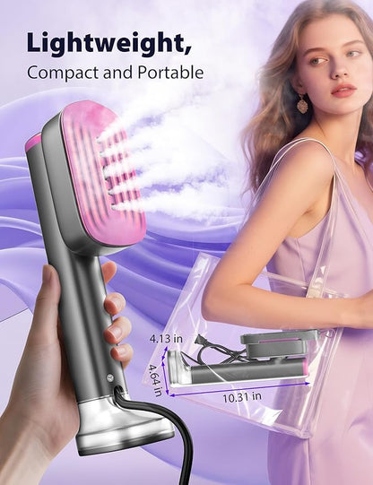 Travel Steamer for Clothes with 180 ml Water Tanks,15s Fast Heat-up,24 g/min Strong Steam Performance, Portable Garment Steamer with Touch Control, LED Display, Steam Iron(Gray Gold)