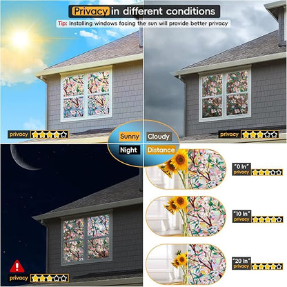 Rainbow Window Privacy Film Decorative Window Sticker, 3D Static Stained Glass Cling Tint for Home Heat Control Non-Adhesive, 35.4 x 78.7 inches