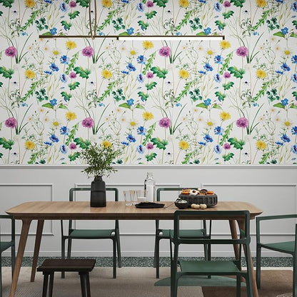 GloryTik Floral Peel and Stick Wallpaper,Modern Garden Removable Self Adhesive Waterproof Nursery Contact Paper for Bedroom Bathroom Cabinets Decor Vinyl 17.3" X 120"