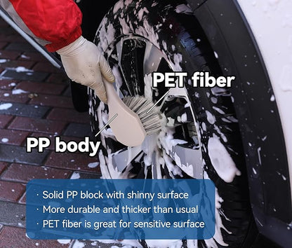 Mr. Detroit - Wheel & Body Brush, Soft Durable Bristles Scratch-Free Ergonomic Cleaning Brush for Cars, Trucks, SUVs, Boats, Carpets, Mats