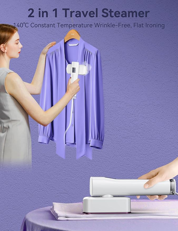 Travel Steamer for Clothes with 100 ml Water Tanks,15s Fast Heat-up,24 g/min Strong Steam Performance, Portable Garment Steamer with Touch Control, LED Display, Steam Iron(Ivory white)