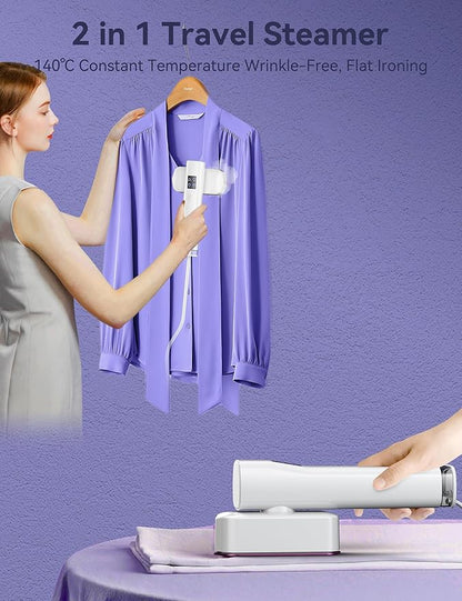 Travel Steamer for Clothes with 100 ml Water Tanks,15s Fast Heat-up,24 g/min Strong Steam Performance, Portable Garment Steamer with Touch Control, LED Display, Steam Iron(Ivory white)