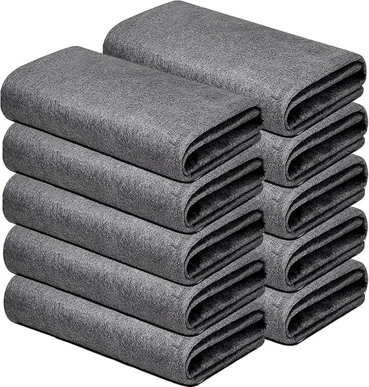 10 Pack Microfiber Cleaning Cloths, Thickened Streak Free & Lint Free Glass Cleaning Towels, Reusable Washable Cloths for Car Windows, Kitchen, Mirrors, Stainless Steel - 12x12 Inches Grey (30x30cm)